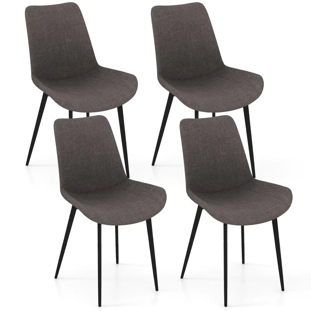 Set of 4 Dining Chair Upholstered with Metal Legs and Padded Backs-Gray - Gray - Dining Chairs