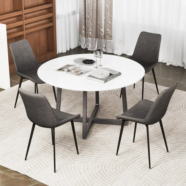 Set of 4 Dining Chair Upholstered with Metal Legs and Padded Backs-Gray - Gray - Dining Chairs