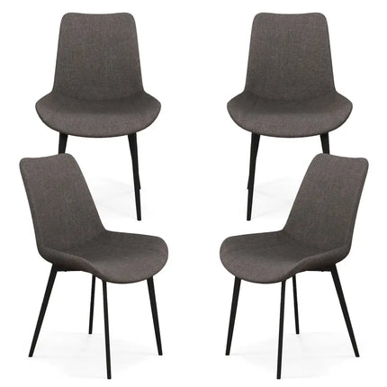 Set of 4 Dining Chair Upholstered with Metal Legs and Padded Backs-Gray - Gray - Dining Chairs