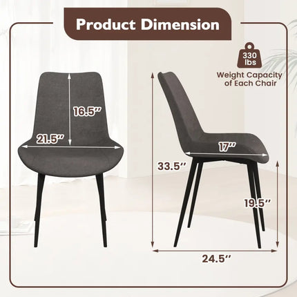 Set of 4 Dining Chair Upholstered with Metal Legs and Padded Backs-Gray - Gray - Dining Chairs