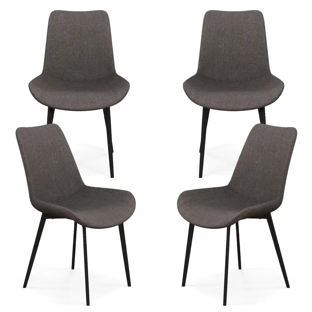 Set of 4 Dining Chair Upholstered with Metal Legs and Padded Backs-Gray - Gray - Dining Chairs