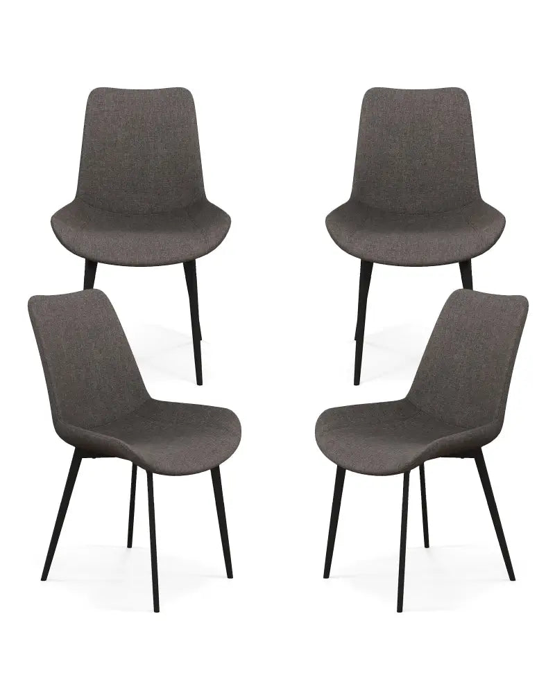 Set of 4 Dining Chair Upholstered with Metal Legs and Padded Backs-Gray - Gray - Dining Chairs