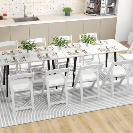 Set of 4 Dining Chairs Foldable Kitchen Chair with Rubber Wood Legs and Padded Seat-White - White - Dining Chairs