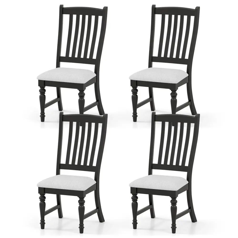 Set of 4 Dining Chairs Kitchen Side Chair with Solid Wood Legs-Black - Black - Dining Chairs