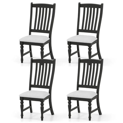Set of 4 Dining Chairs Kitchen Side Chair with Solid Wood Legs-Black - Black - Dining Chairs