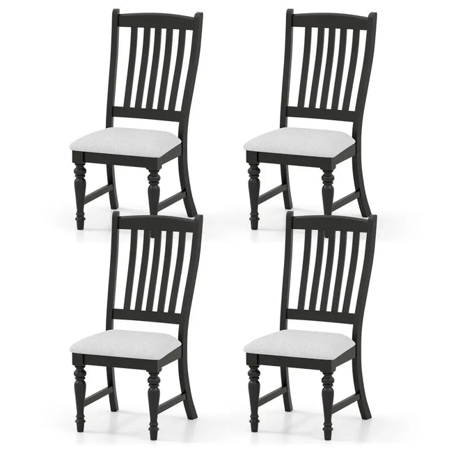 Set of 4 Dining Chairs Kitchen Side Chair with Solid Wood Legs-Black - Black - Dining Chairs