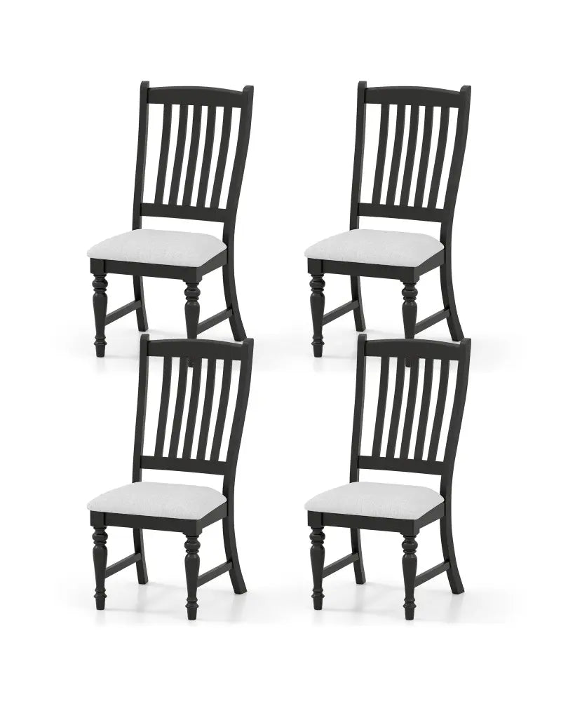 Set of 4 Dining Chairs Kitchen Side Chair with Solid Wood Legs-Black - Black - Dining Chairs