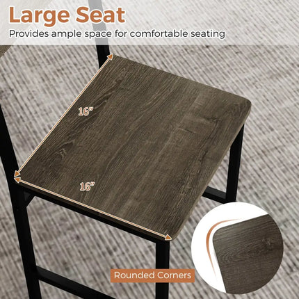 Set of 4 Dining Chairs with Metal Legs and Slanted Back-Gray - Gray - Dining Chairs
