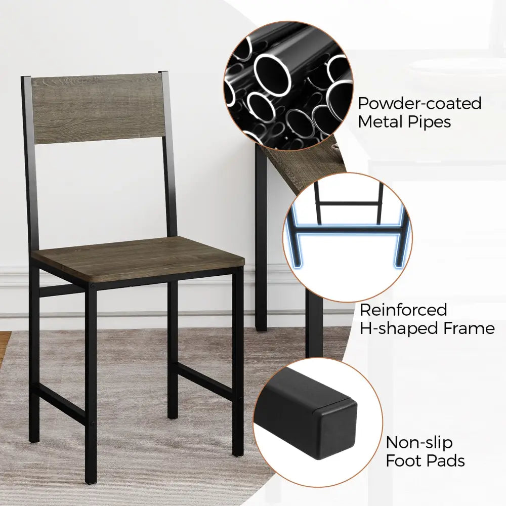 Set of 4 Dining Chairs with Metal Legs and Slanted Back-Gray - Gray - Dining Chairs