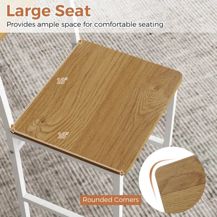 Set of 4 Dining Chairs with Metal Legs and Slanted Back-Natural - Natural - Dining Chairs