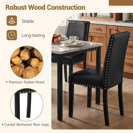 Set of 4 Dining Chairs with Solid Rubber and Wood Legs - Dining Chairs