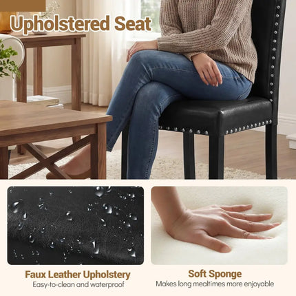 Set of 4 Dining Chairs with Solid Rubber and Wood Legs - Dining Chairs