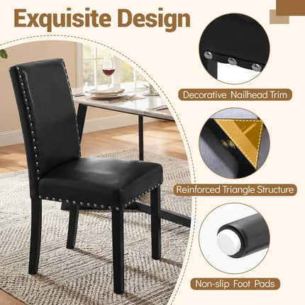 Set of 4 Dining Chairs with Solid Rubber and Wood Legs - Dining Chairs