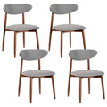 Set of 4 Fabric Upholstered Dining Chairs with Curved Backs-Gray - Gray - Dining Chairs