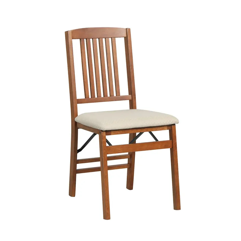 Set of 4 Foldable Upholstered Kitchen Chairs with Padded Seat-Beige - Beige - Dining Chairs