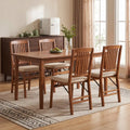 Set of 4 Foldable Upholstered Kitchen Chairs with Padded Seat-Beige - Beige - Dining Chairs