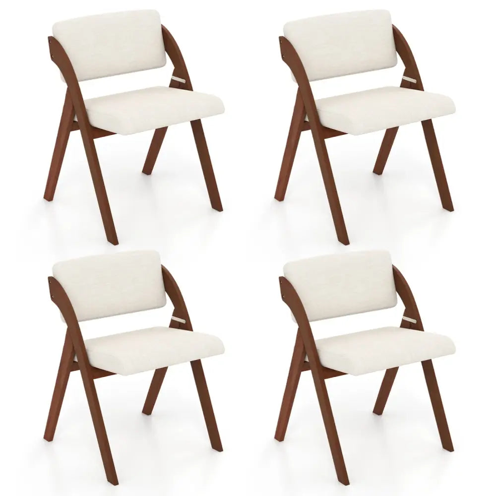 Set of 4 Folding Kitchen Dining Chairs with Rubber Wood Legs-Walnut - Walnut - Dining Chairs