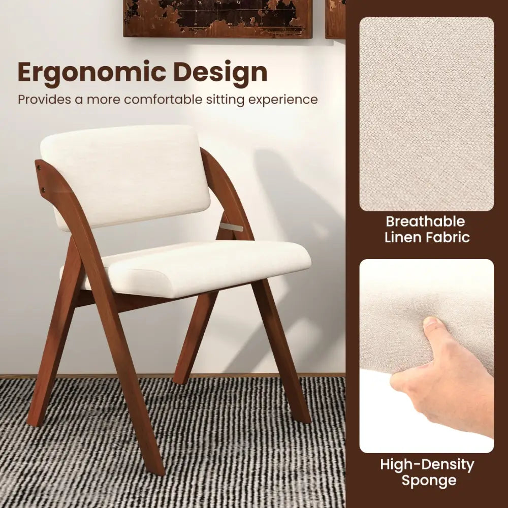 Set of 4 Folding Kitchen Dining Chairs with Rubber Wood Legs-Walnut - Walnut - Dining Chairs
