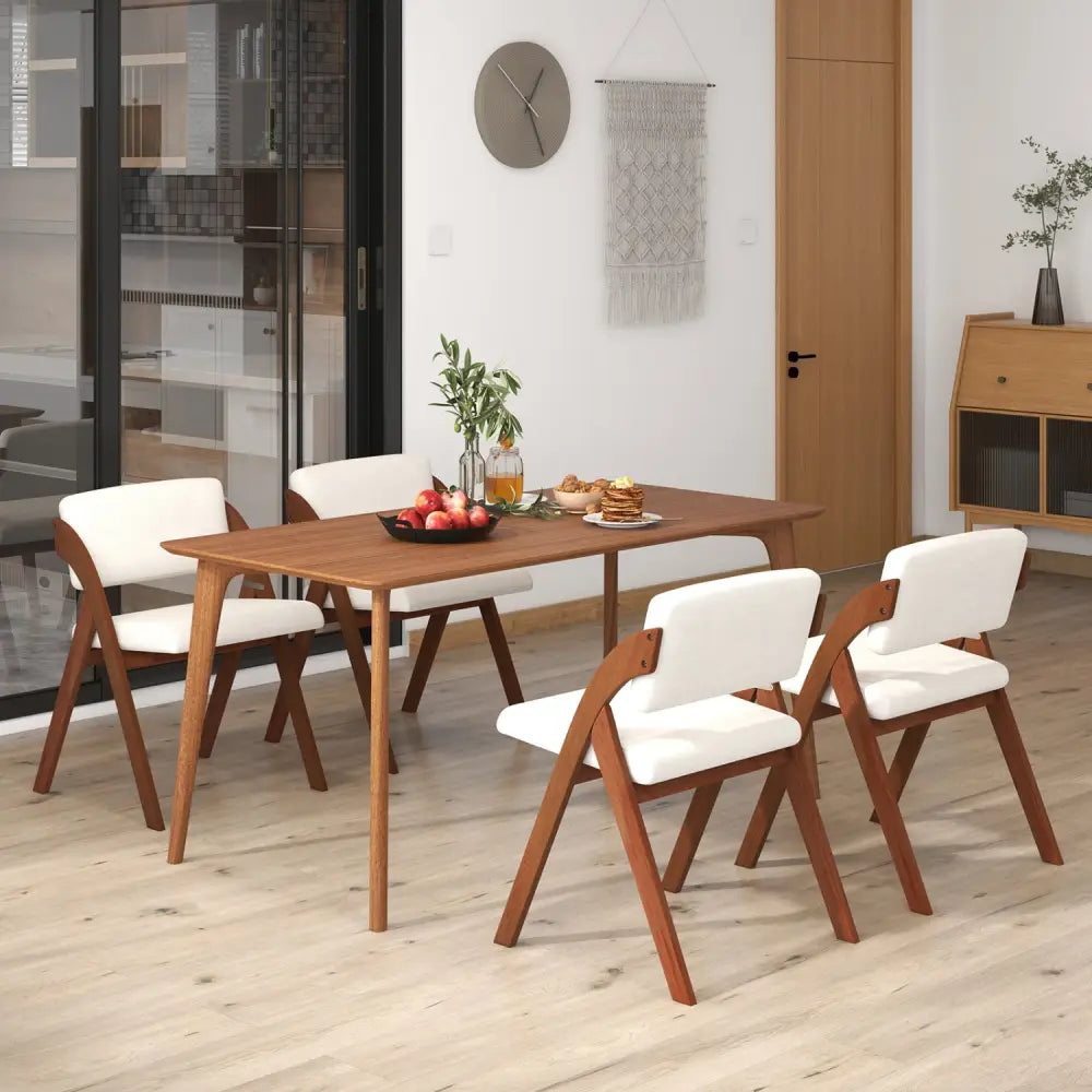 Set of 4 Folding Kitchen Dining Chairs with Rubber Wood Legs-Walnut - Walnut - Dining Chairs