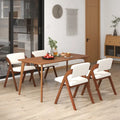 Set of 4 Folding Kitchen Dining Chairs with Rubber Wood Legs-Walnut - Walnut - Dining Chairs