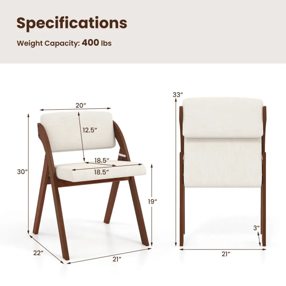 Set of 4 Folding Kitchen Dining Chairs with Rubber Wood Legs-Walnut - Walnut - Dining Chairs