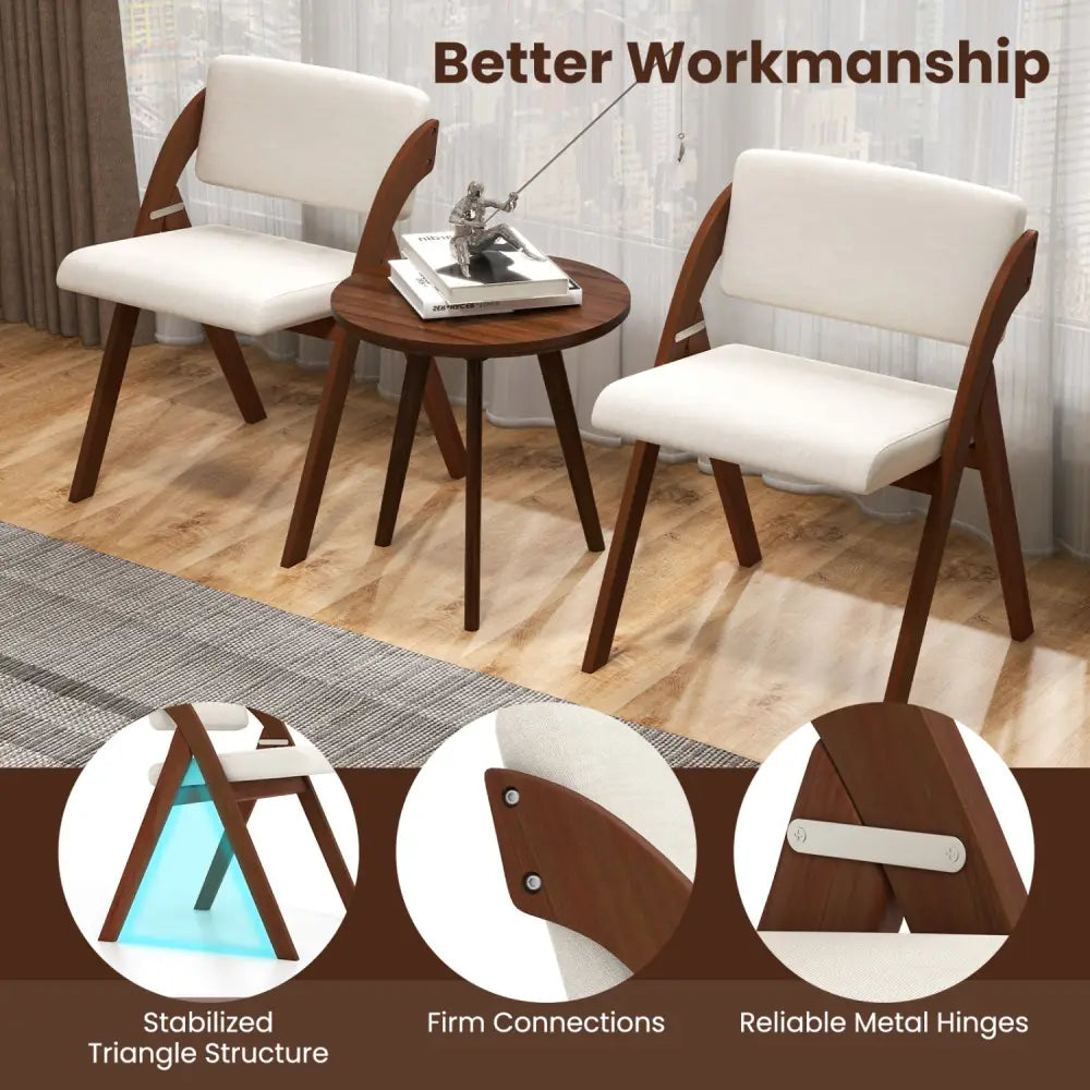 Set of 4 Folding Kitchen Dining Chairs with Rubber Wood Legs-Walnut - Walnut - Dining Chairs