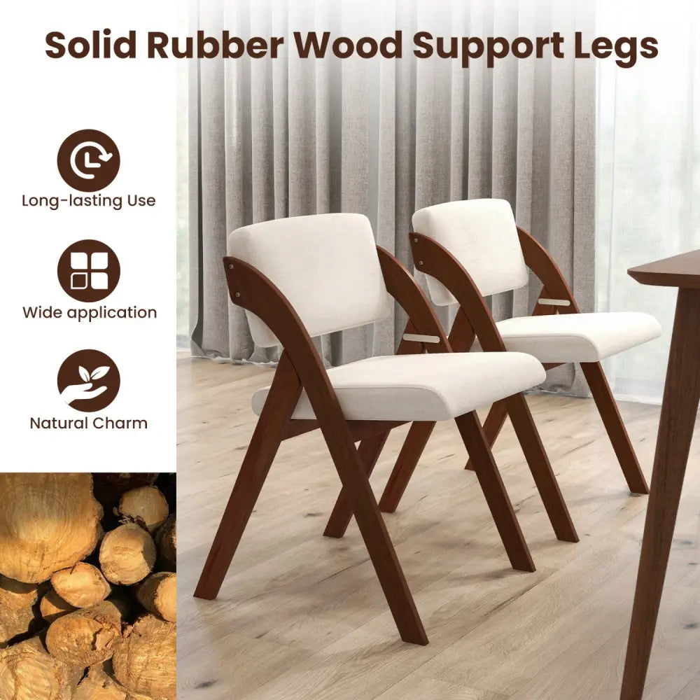 Set of 4 Folding Kitchen Dining Chairs with Rubber Wood Legs-Walnut - Walnut - Dining Chairs