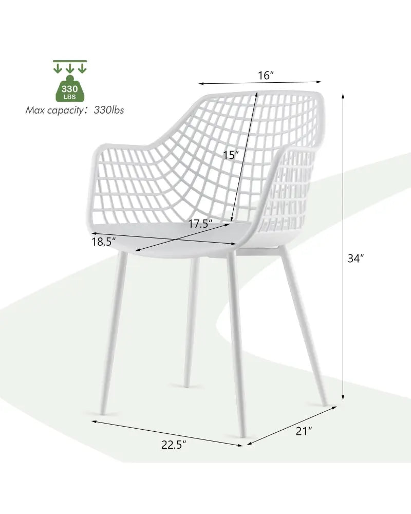 Set of 4 Heavy Duty Modern Dining Chair with Airy Hollow Backrest-White - White - Dining Chairs