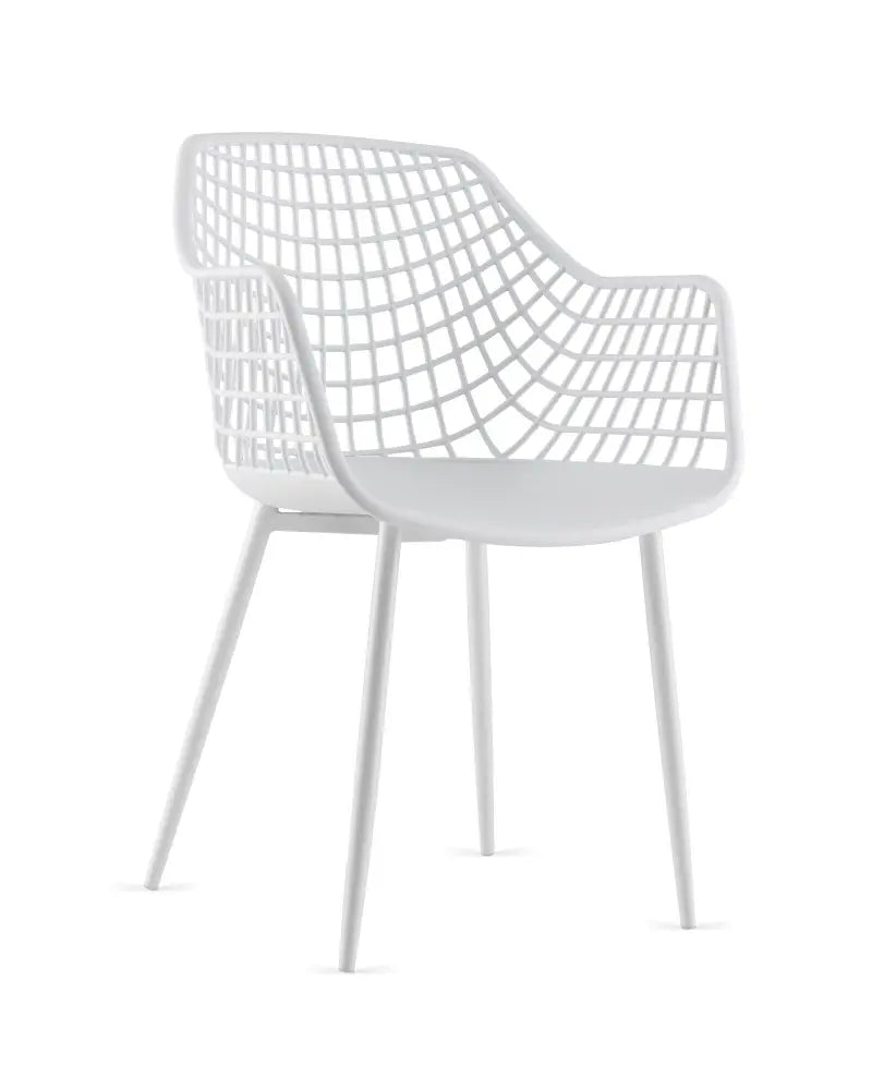 Set of 4 Heavy Duty Modern Dining Chair with Airy Hollow Backrest-White - White - Dining Chairs