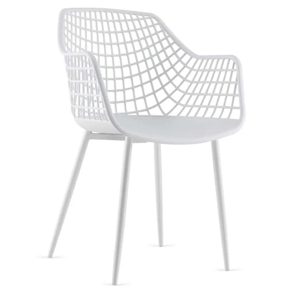 Set of 4 Heavy Duty Modern Dining Chair with Airy Hollow Backrest-White - White - Dining Chairs