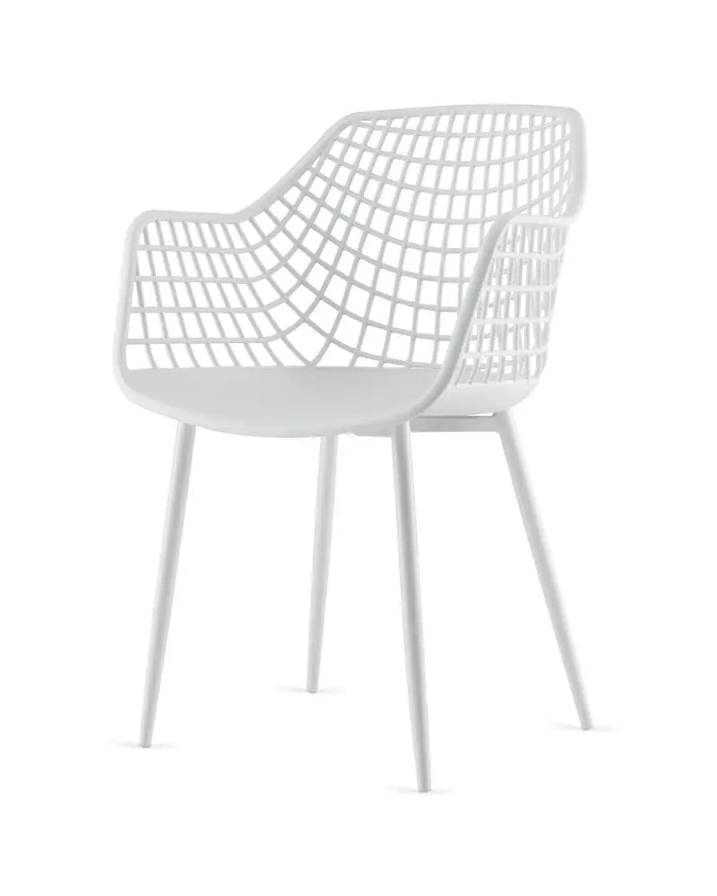Set of 4 Heavy Duty Modern Dining Chair with Airy Hollow Backrest-White - White - Dining Chairs
