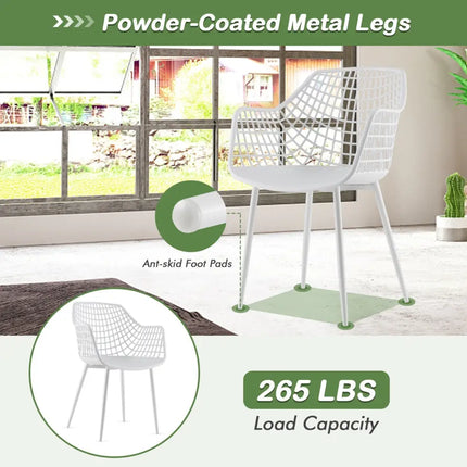 Set of 4 Heavy Duty Modern Dining Chair with Airy Hollow Backrest-White - White - Dining Chairs