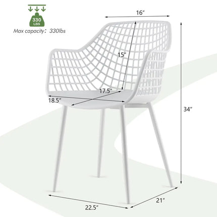 Set of 4 Heavy Duty Modern Dining Chair with Airy Hollow Backrest-White - White - Dining Chairs