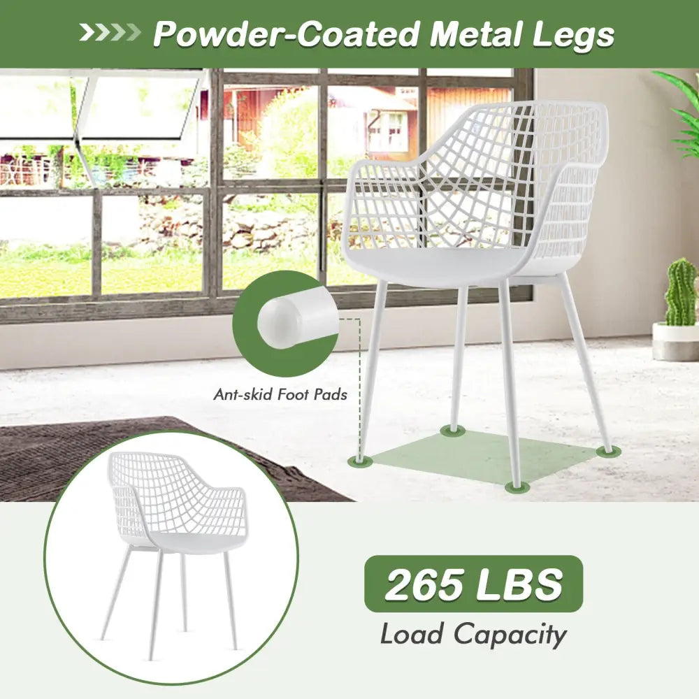 Set of 4 Heavy Duty Modern Dining Chair with Airy Hollow Backrest-White - White - Dining Chairs