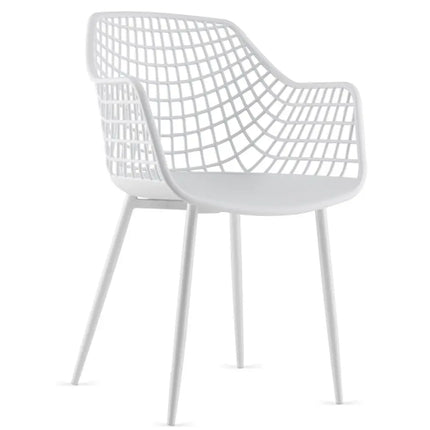 Set of 4 Heavy Duty Modern Dining Chair with Airy Hollow Backrest-White - White - Dining Chairs