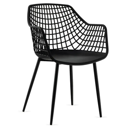 Set of 4 Heavy Duty Modern Dining Chair with Airy Hollow Backrest-Black - Black - Dining Chairs