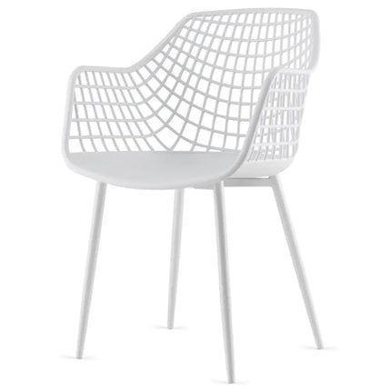 Set of 4 Heavy Duty Modern Dining Chair with Airy Hollow Backrest-White - White - Dining Chairs