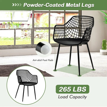 Set of 4 Heavy Duty Modern Dining Chair with Airy Hollow Backrest-Black - Black - Dining Chairs