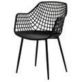 Set of 4 Heavy Duty Modern Dining Chair with Airy Hollow Backrest-Black - Black - Dining Chairs