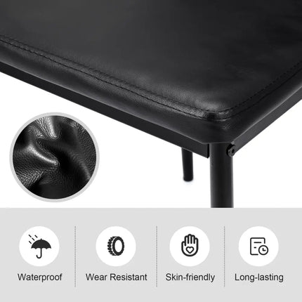 Set of 4 High Back Dining Chairs with PVC Leather and Non-Slip Feet Pads - Black - Dining Chairs