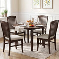 Set of 4 Kitchen Side Chairs with Rubber Wood Frame and Comfy Padded Seat-Brown & White - Brown & White - Dining Chairs