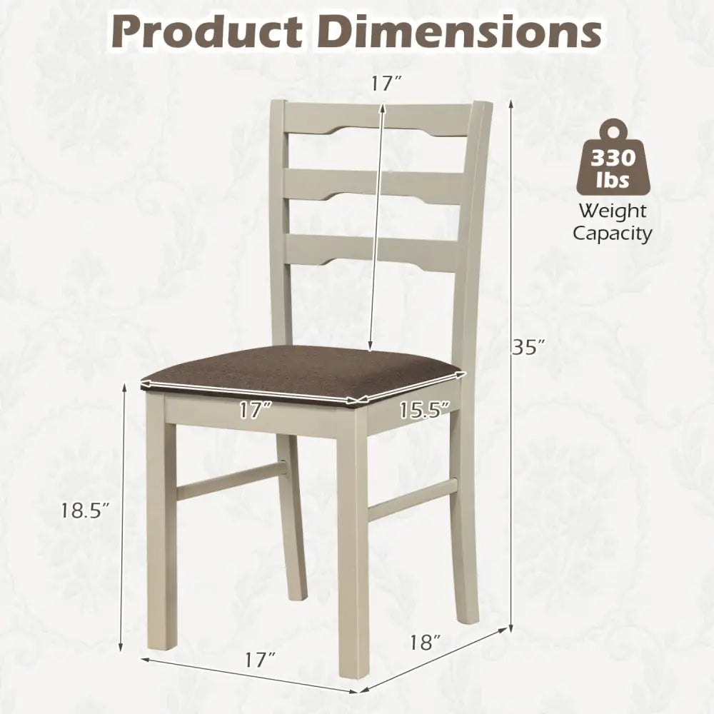 Set of 4 Linen Style Upholstered Dining Chairs with Wood Frames-White - White - Dining Chairs