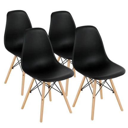 Set of 4 Modern Dining Side Chair Wood Legs-Black - Black - Dining Chairs