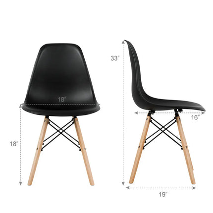 Set of 4 Modern Dining Side Chair Wood Legs-Black - Black - Dining Chairs