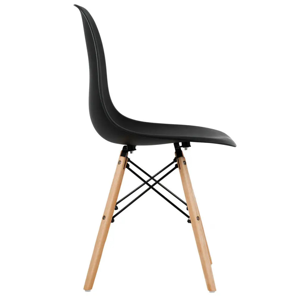 Set of 4 Modern Dining Side Chair Wood Legs-Black - Black - Dining Chairs