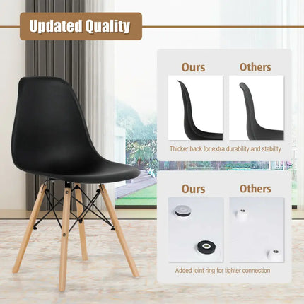 Set of 4 Modern Dining Side Chair Wood Legs-Black - Black - Dining Chairs