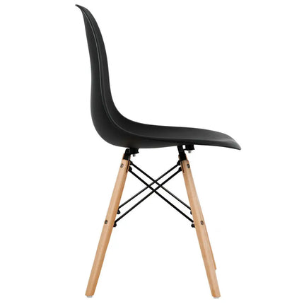 Set of 4 Modern Dining Side Chair Wood Legs-Black - Black - Dining Chairs