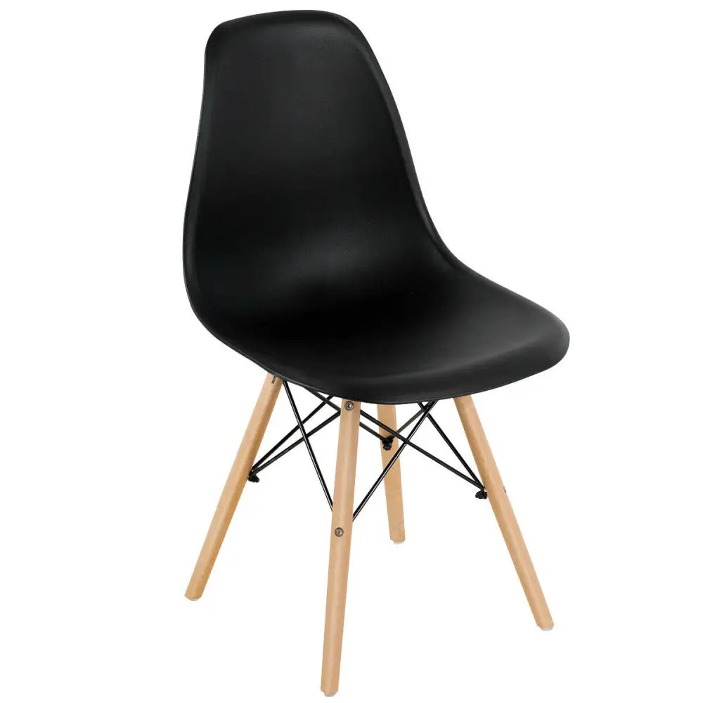 Set of 4 Modern Dining Side Chair Wood Legs-Black - Black - Dining Chairs