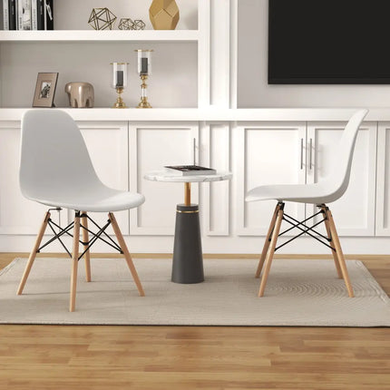 Set of 4 Modern Dining Side Chair Wood Legs-White - White - Dining Chairs