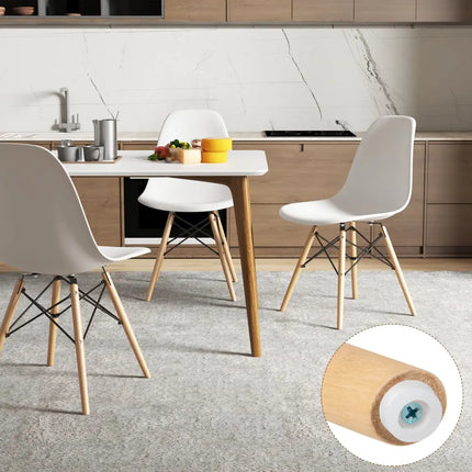Set of 4 Modern Dining Side Chair Wood Legs-White - White - Dining Chairs